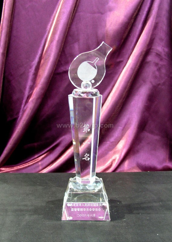 乒乓球比赛一等奖水晶奖杯&nbsp;上海水晶奖杯制作订购&nbsp;普陀区水晶奖杯