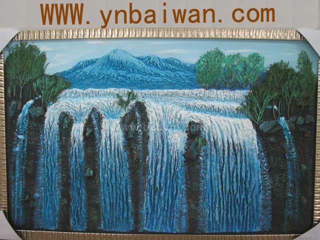 《瀑布》带框浮雕画