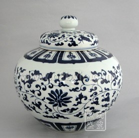 供应景德镇窑盛陶瓷青花茶叶罐，日用陶瓷罐