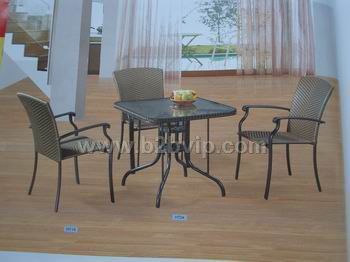 铝藤椅子,铝家具,铝户外家具,钢化玻璃桌子