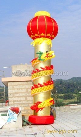 金色盘龙柱 灯笼柱 立柱气模 福建气模