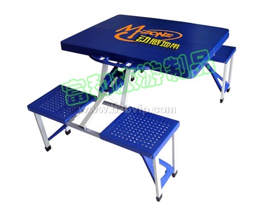 供应广州蓝色广告促销折叠桌椅