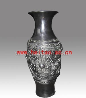 供应-龙凤戏珠瓶，blackpottery,黑陶批发