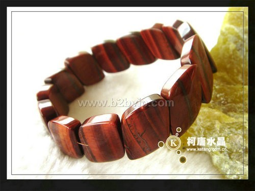 韩款纯天然水晶&nbsp;红虎手链&nbsp;S形红虎石手链