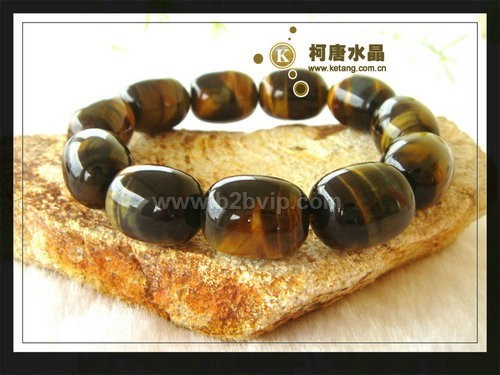 纯天然水晶&nbsp;蓝黄虎石手链&nbsp;虎石鼓珠手链