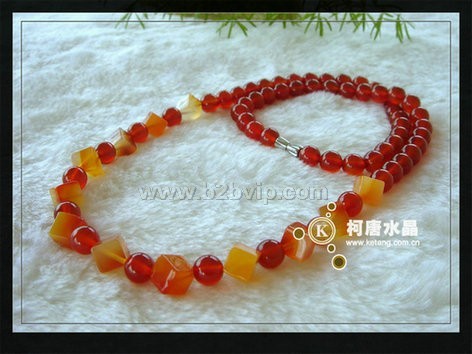 天然水晶项链&nbsp;时尚韩版&nbsp;红玛瑙&nbsp;百搭红玛瑙圆珠项链