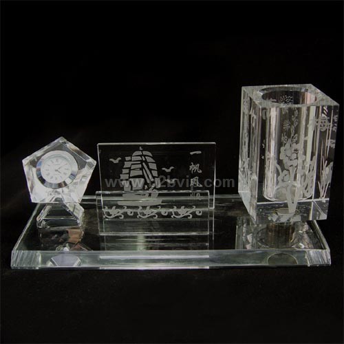 水晶办公用品,水晶纪念品,水晶烟缸,水晶笔筒,水晶组合套件