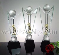 上海高尔夫球比赛奖杯，上海高尔夫球业余比赛奖杯，上海水晶奖杯摆件，上海水晶纪念品，高尔夫球比赛奖杯