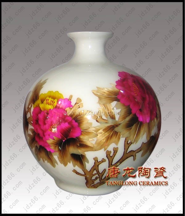 陶瓷麦杆画 手工陶瓷麦杆画赏瓶 中国红麦杆画订做