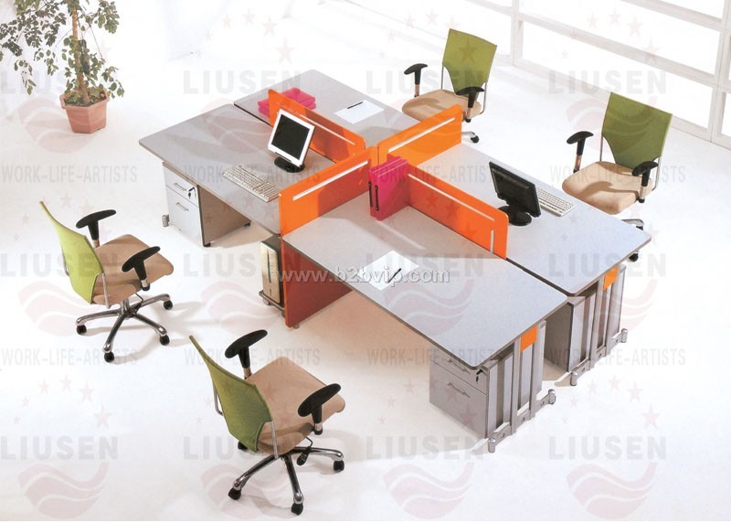 六森品位家具-组合办公台&nbsp;玻璃办公台&nbsp;实木办公台