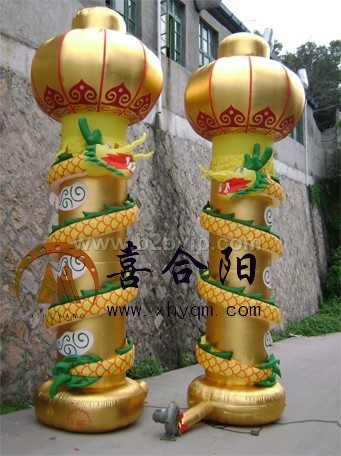 连体金色婚庆拱门 双龙立柱 连体立柱 普通充气立柱  立柱拱门 喜庆拱门